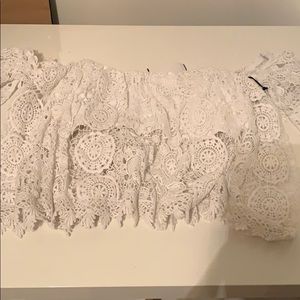 White crochet off the shoulder top